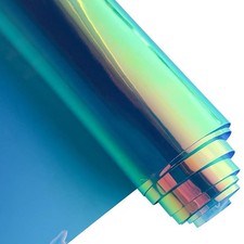  16 Gauge Holographic Iridescent Plastic Vinyl, 16"x54" Transparent Vinyl Fa...