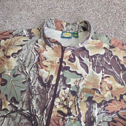 Vtg 90s CABELA'S Mossy Oak Leaf Camo All Over Print Hunting Bomber Jacket XXL - Picture 3 of 6