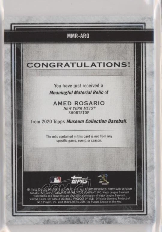 2020 Topps Museum Collection Meaningful Materials Relics Gold /25 Amed Rosario - Image 2 of 2