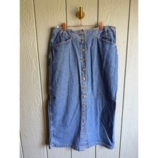 NWT Vintage Route 66 Denim Button Down Skirt, 13/14