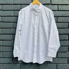 Brooks Brothers Th Original Polo Shirt Men NON IRON Oxford OCBD White 16.5-32/33