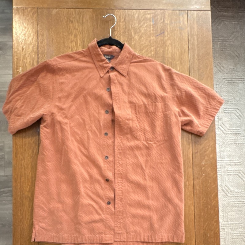 Royal Robbins Men's Striped Orange Brown Short Sleeve Button-Up Shirt M Relaxed