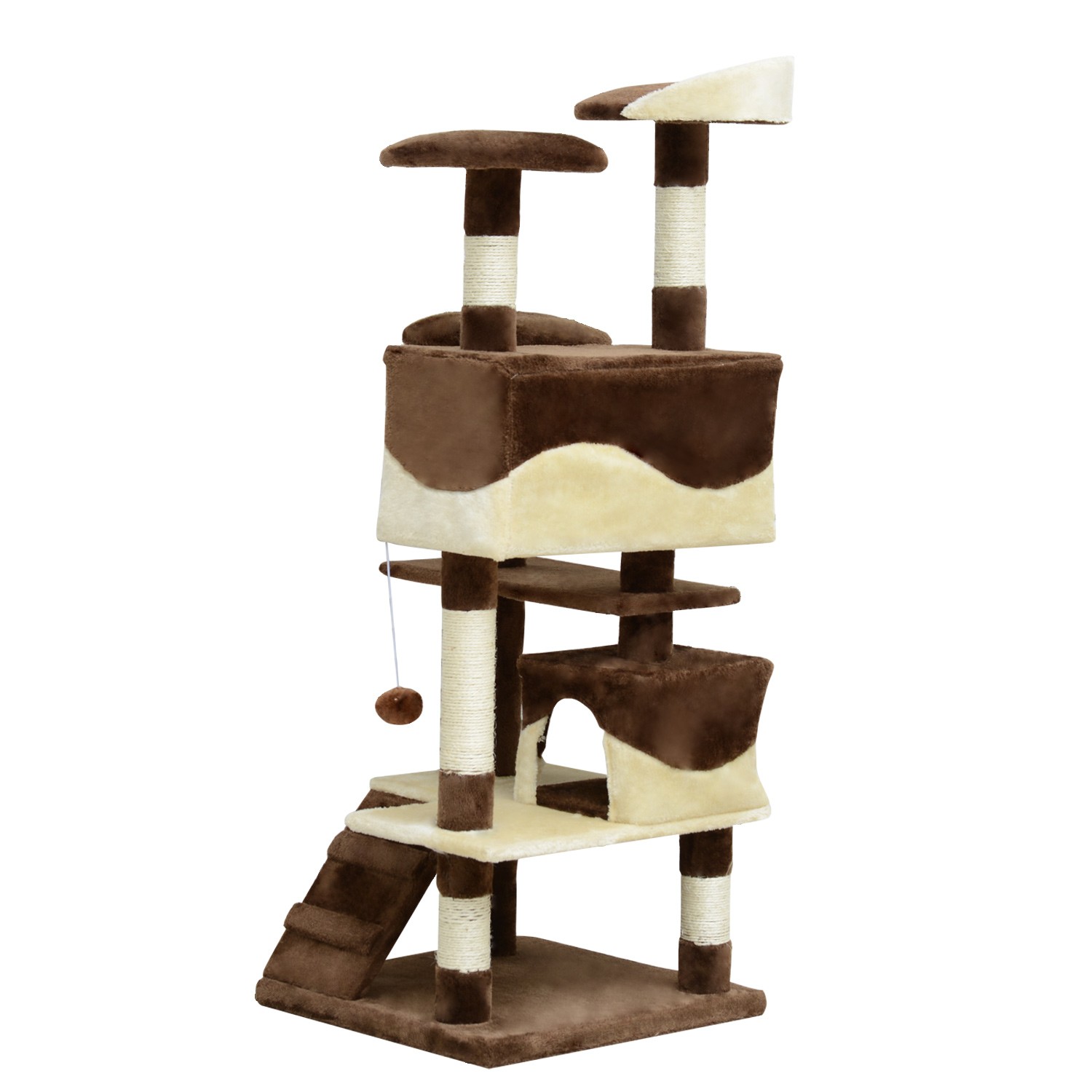 Castello per Gatti PawHut: Tiragraffi in Sisal con Morbide Cucce