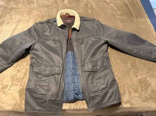Johnston & Murphy Men's Vintage-Washed Utility Jacket w/ Sherpa Collar; Size M - product listing photo