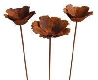 3Er Set Rost Gartenstecker Mohn Offen Metall Gartendeko Blume BlüTe Rostdeko
