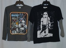2 Star Wars Boys Shirts  Gray/Black  Long Sleeve  Size S/L Storm Troopers