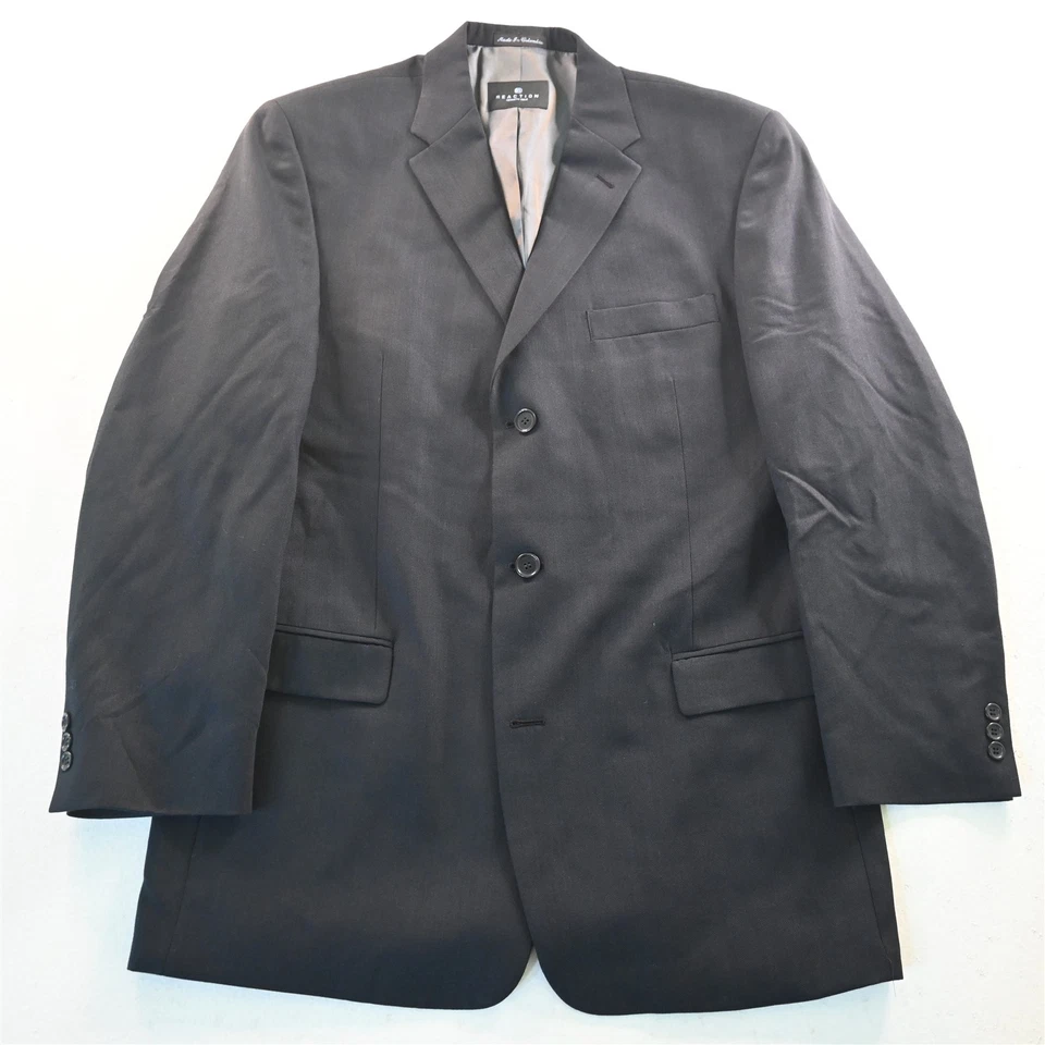 Kenneth Cole 42L 33x32 Azul Lana Espiga Hombres Chaqueta Pantalones Traje Foto 2 de 4