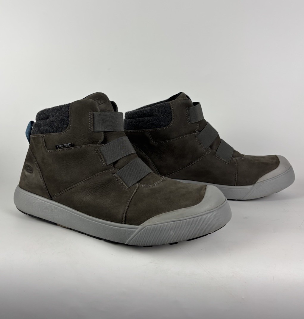 KEEN Elle Women's Sz 11 Winter Mid Height Ankle Boots Grey Blue Straps Leather