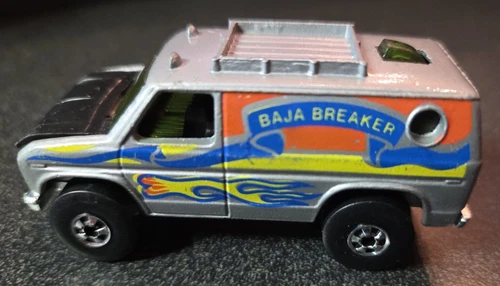 Vintage Hot Wheels Ford Van Gray/Silver Baja Breaker 1/64 Diecast Hong Kong