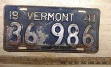 Antique Expired 1941 Vermont License Plate,Tag,36-986,FAIR-POOR Condition,L@@K!