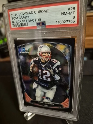 2014 BOWMAN CHROME TOM BRADY BLACK REFACTOR PSA 8 # 243/299
