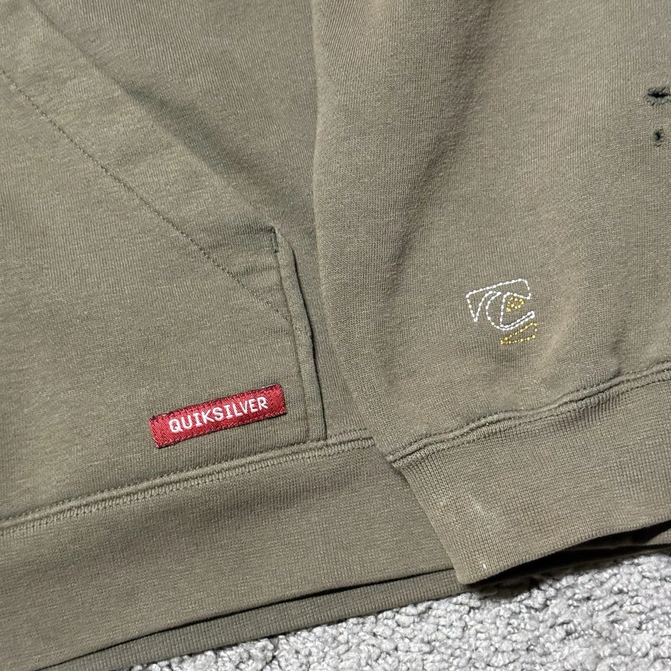 Sudadera con Capucha de Boarding Y2K Quicksilver De Colección Verde Oliva L Se Ajusta XL Surf Rara Foto 4 de 4