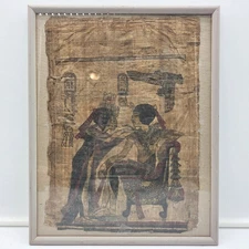 Rare Vintage Egyptian Papyrus Art 15x12 Framed Ancient Script Wall Decor