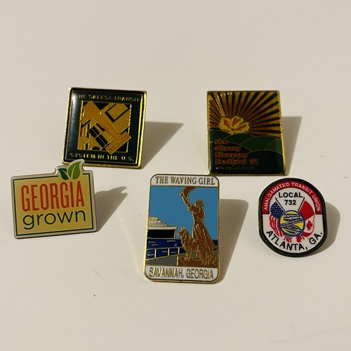 Vintage Georgia Souvenir Transit Lapel Pin Lot Macon Savannah MARTA ATU Atlanta