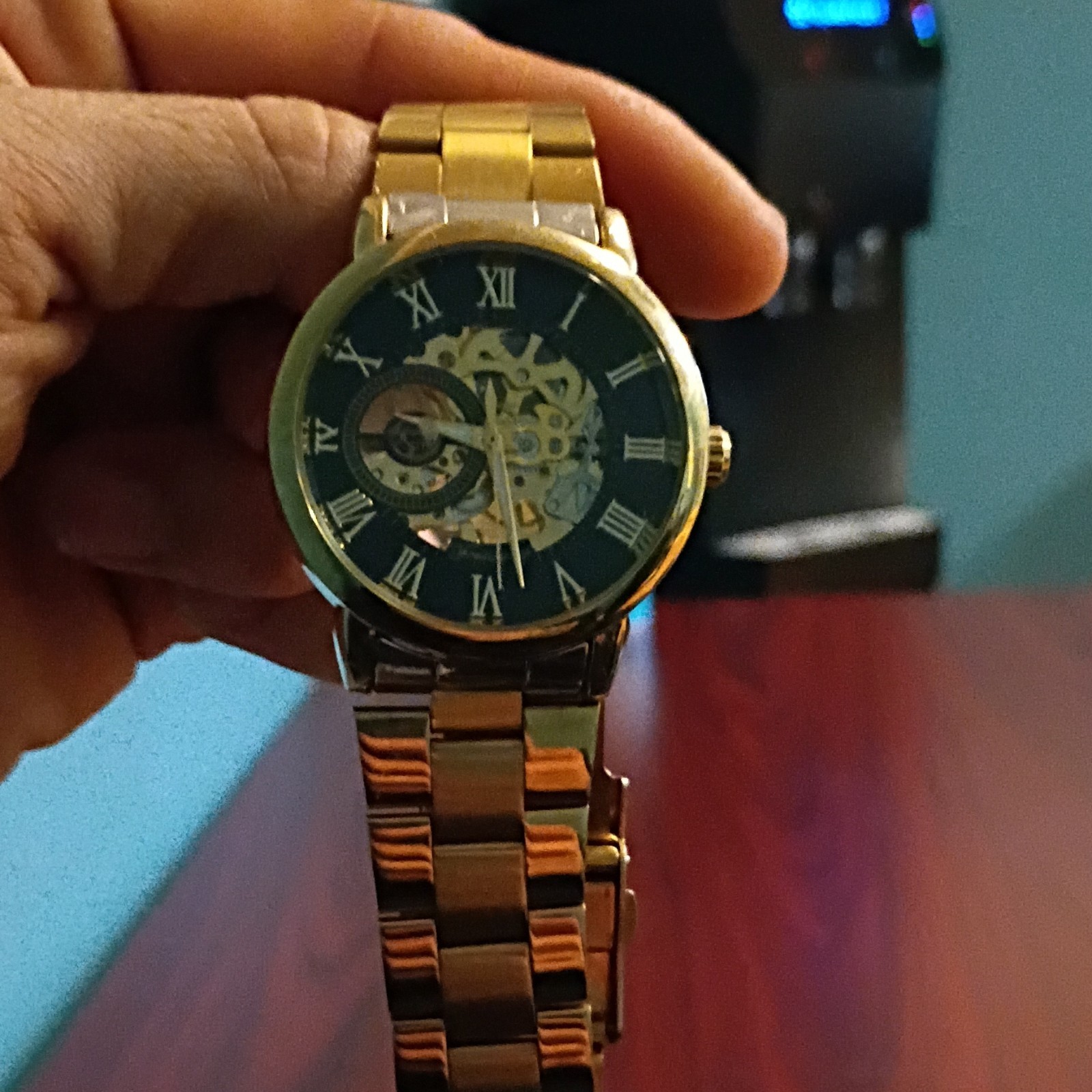 Forsining Gold Skeleton Automatic Wristwatch Roma… - image 6