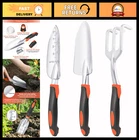 Heavy Duty Garden Tools Set - 3 Pack Shovel, Trowel & Rake with Ergonomic Handle