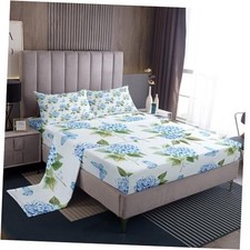 Blue Hydrangea Size Sheet Sets Chic Flower Sheets, Cute King Floral 11