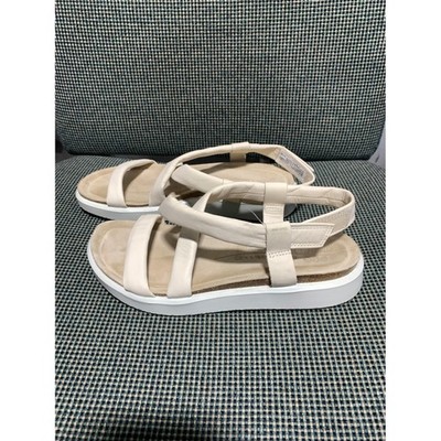 ECCO Corksphere Off White Leather Platform Slingback Sandals 38 Womens 7-7.5