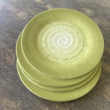 Melamine 10.5” Dinner Plates Lime Green Swirl Set Of 4