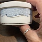 Vintage Wedgewood Trinket Box Venice Bone China 4" x 2" Blue White & Silver — photo 2