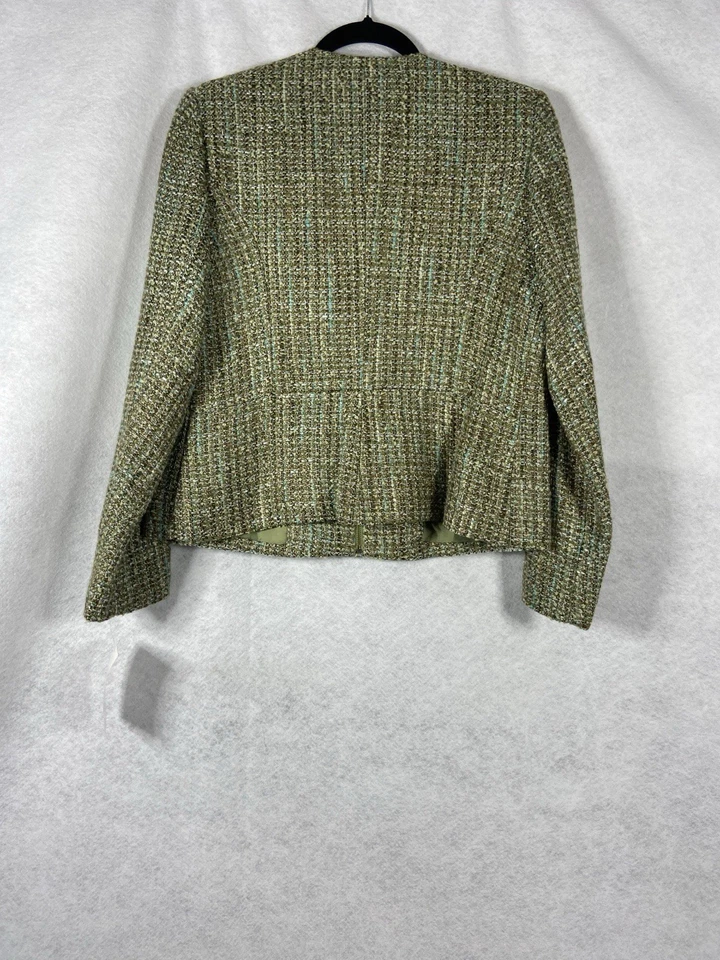 Emma James 2 piezas Falda Traje Mujer Pequeño 10P Verde Marrón Tweed Cremallera Completa Forrada Nuevo Foto 4 de 4