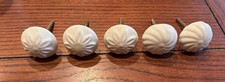 Set of 5 Cream Ceramic Cabinet Drawer Knobs V...