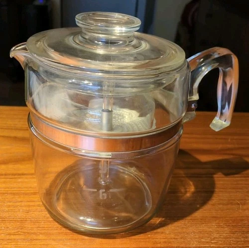 Pyrex Vintage Glass Flameware 6-9 Cup Percolator Coffee Pot 7759-B Complete