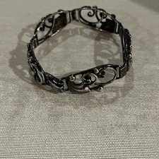 Vintage Dancraft sterling silver panel bracelet 7.5 Inch