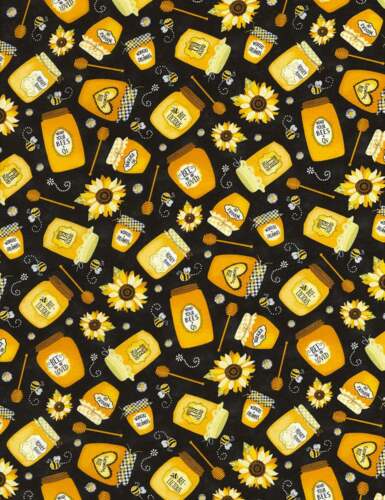 HONEY JARS & BEES Quilt Fabric sold by 1/2 Yard #C6105 Timeless Treasures