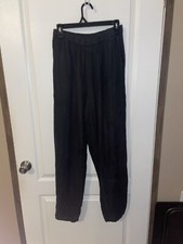 Vintage Flax by Jeanne Englehart Black Pull On Elastic Waist Linen Pants M