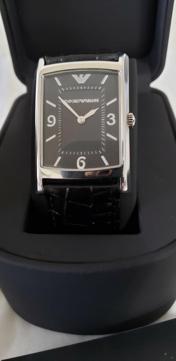 時計 EMPORIO ARMANI AR-0147 MENS QUARTZ NIB Emporio Armani Classic Quartz Men's Black Leather Watch