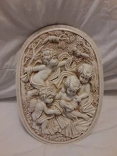 Wang's International HDW015 - Cherub Angels in Forest 3D Relief Wall Plaque