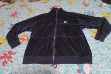 VTG Karl Kani Velour Zip Track Jacket Blue XL 2000s Embroidered Logo Y2K Hip Hop