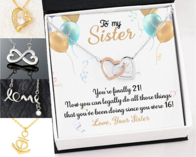 Sister To Sis Jewelry Finally Adult Balloons Message Card + Necklace (5 Styles)