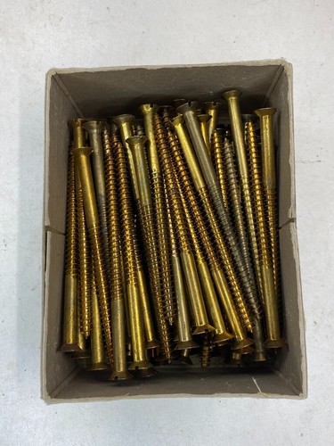 Box Brass Countersunk Screws 3 1/2" x 10 Nettlefolds Slotted Head Part Box of 94 - Picture 23 of 24