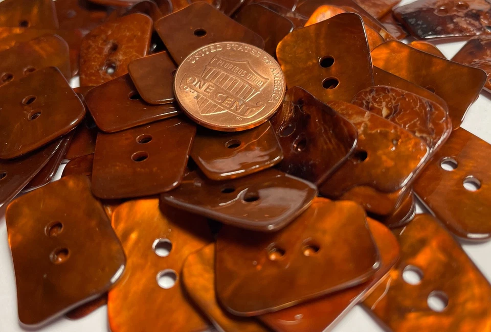 8 PCS ONLY! Rust Brown Dyed Abalone Shell Sew-through Buttons 21mm 13/16" 13549 - Image 4 of 4