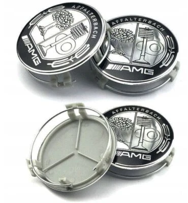 4x 75mm Für Mercedes-Benz AMG Affalterbach Nabendeckel Nabenkappen Schwarz