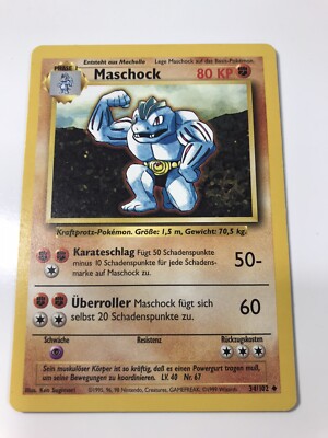 Pokemon Card Maschock Machoke (34/102) German Base Set 1995 ***NM