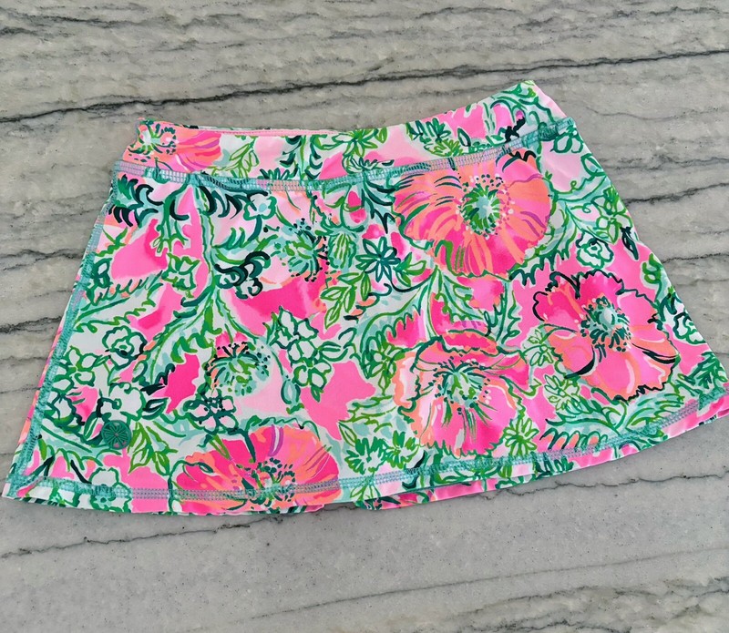 Rare - Lilly Pulitzer Girls Mini Aila Skort Soleil Pink Perfect Poppy Size S 4-5