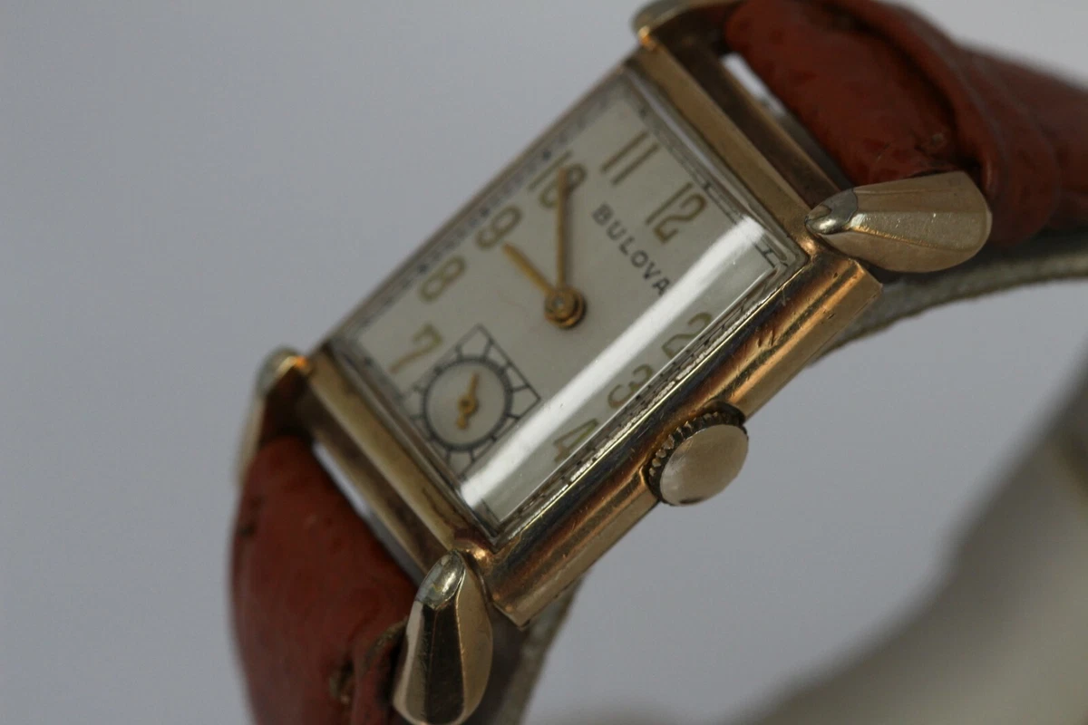 VINTAGE BULOVA LADIES 10K GOLD FILLED 22MM TANK STYLE WATCH