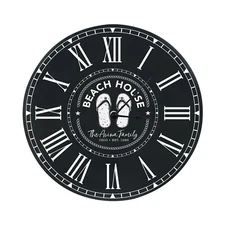 Custom Family Round Roman Numerals Wall Clock Room Decor 12 in - Beach House