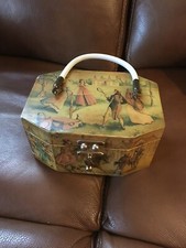Billie Ross of Palm Beach Wooden Purse Acrylic Handle Decoupage Victorian Scene