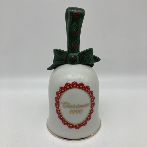 "Campana de Navidad de cerámica vintage AVON 1990 ratones acurrucados en el sofá, 5,5""" - Imagen 2 de 5