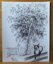 The Cat in the Park - original print from a pen painting