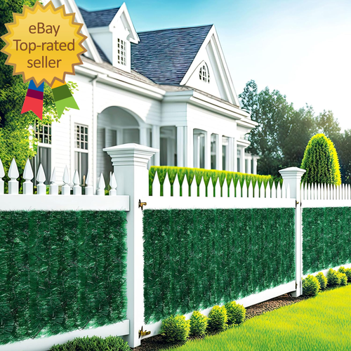 82 Pcs 12 Ft Artificial Hedge Slats Faux Pine Leaf Artificial Leaves