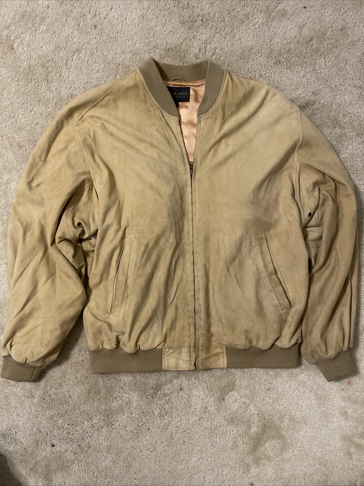 Tan Suede Bomber Jacket Light 