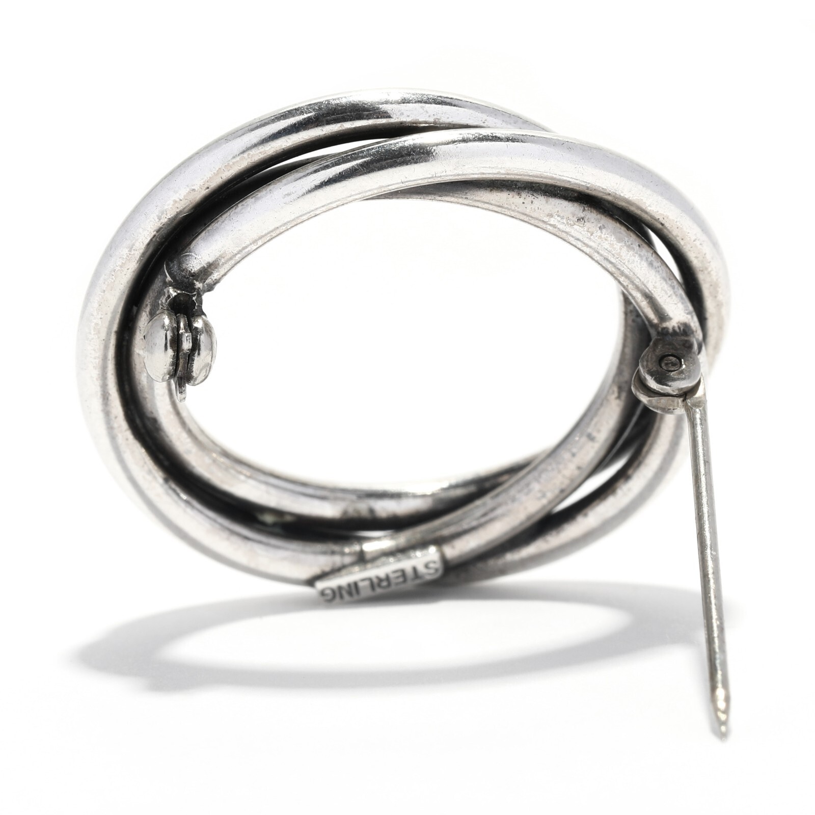 Interlocking Circle Brooch, Sterling Silver, Leng… - image 2