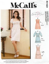 McCall's R11021 LEARN TO SEW Shirred Dresses w Sleeve Options Sz 12-20 M7946