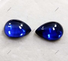 18 Natural Cabochon Ceylon Blue Sapphire Pear Loose Certified Gemstone Pair