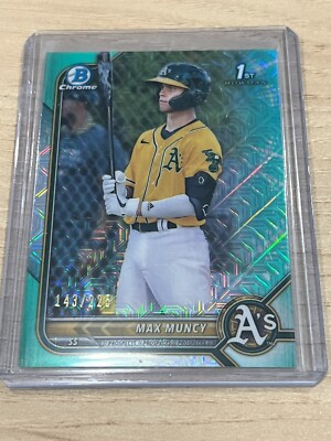 2022 Bowman Mega Box Chrome 1st Mojo Max Muncy Aqua Ref #BCP-89 A's 143/225
